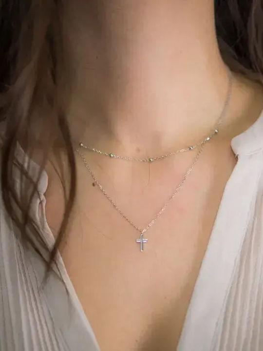 Damen Kreuz aus Silber mit Kette
