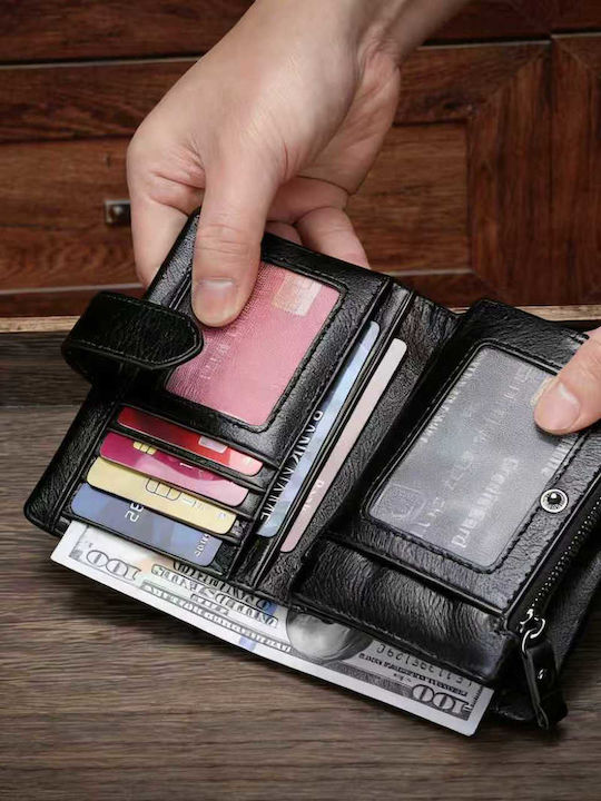 Qb-v 01 Δερμάτινο Ανδρικό Πορτοφόλι με RFID Μαύρο