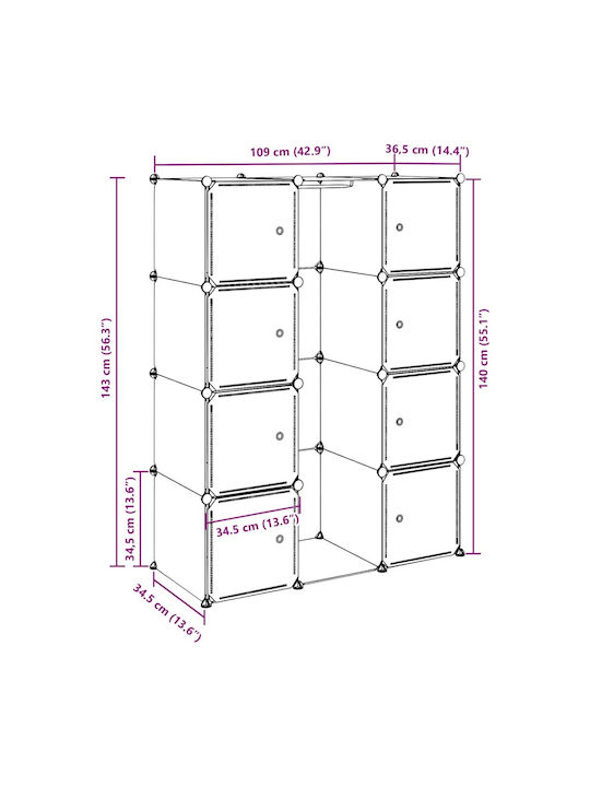 Triple Door Wardrobe White 115x37x150cm