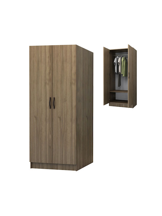 Double Door Wardrobe Vivian Walnut 80x51.8x181cm
