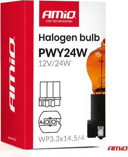 Halogen Car Lamp PWY24W WP3.3x14.5-4 Amber 12V 24W Amio-04410
