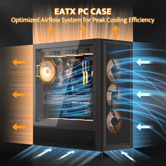 Darkflash AIR NOVA Gaming Full Tower Κουτί Υπολογιστή με Πλαϊνό Παράθυρο Μαύρο