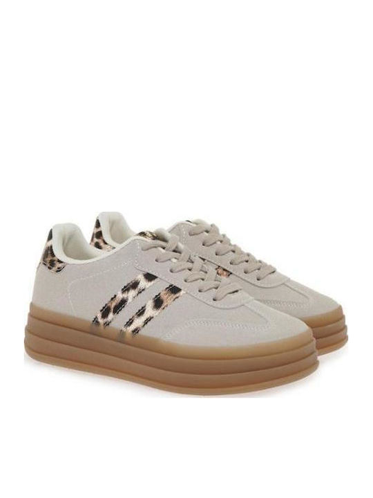 Seven Turnschuhe Μπέζ Καστόρι Λεοπάρ