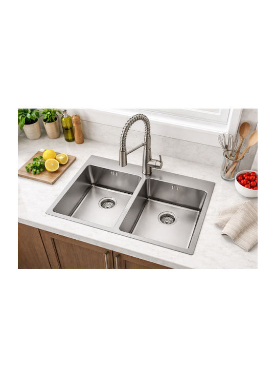 Finetto Ένθετος Νεροχύτης Inox Σατινέ Μ77xΠ51cm Ασημί