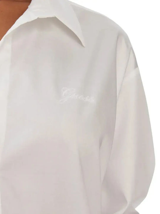 Women's Denim Long Sleeve Shirt White