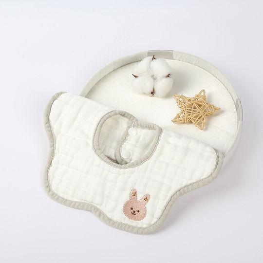 Baby Lätzchen aus 100% Baumwolle mit Verschlussart mit Taste Weiß