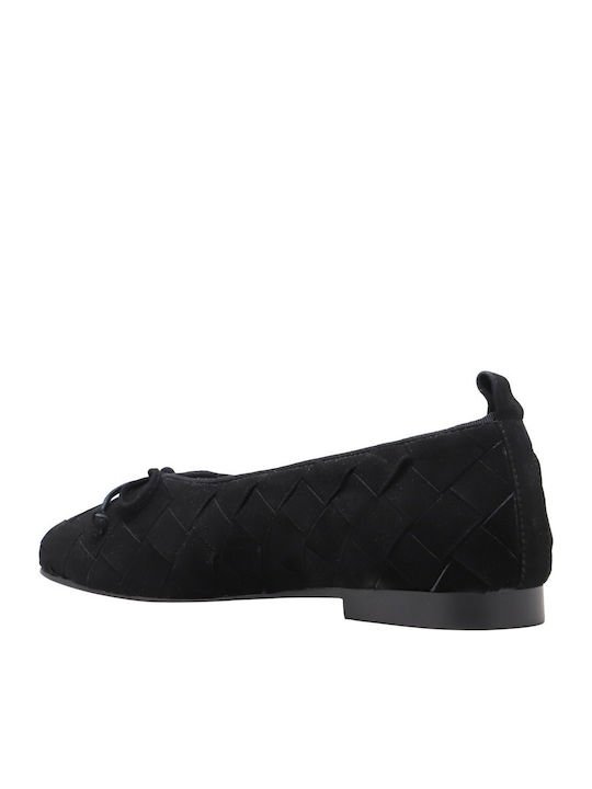 Suede Women's Black Ballerina Shoes
