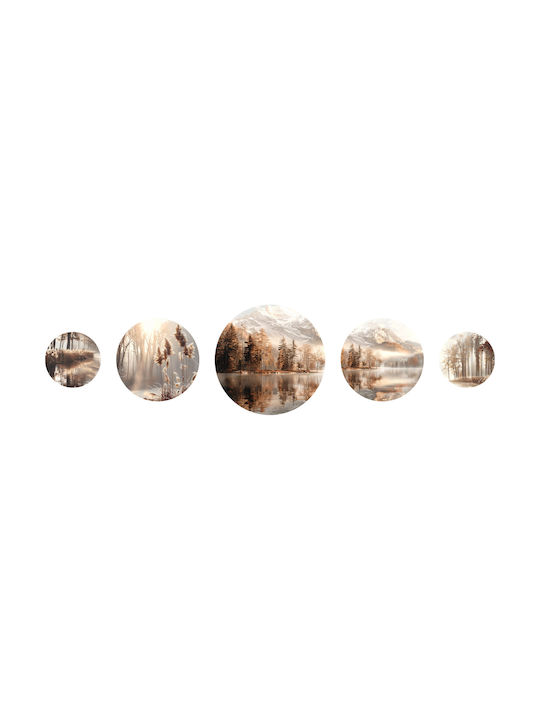 Runde Gemälde Wand Beige Set Boho Schlafzimmer Wohnzimmer