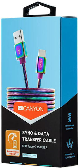 Canyon Geflochten USB 2.0 Kabel USB-C männlich - USB-A 12W Mehrfarbig 1.2m (CNS-USBC7RW)
