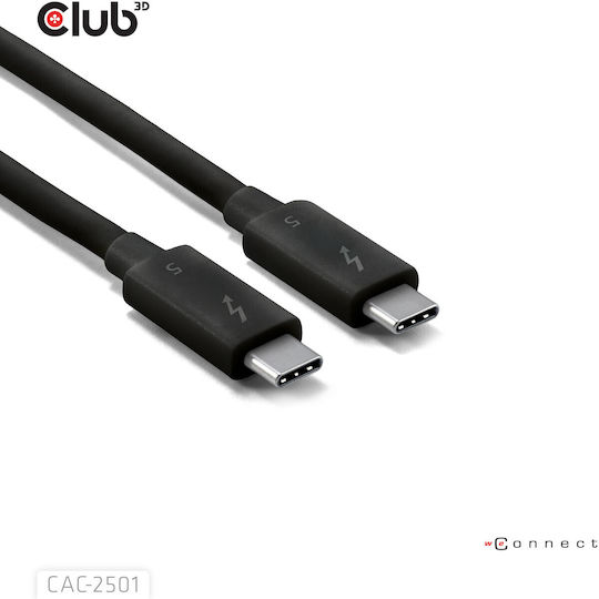 Club-3d Cable Thunderbolt 5 Male To Male 8k240hz Data 80/120 Gbps Epr 240 Watt 1m Black Cac-2501