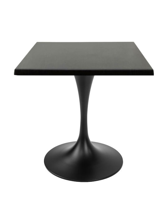 Masa Pătrată Bar Din Lemn Cu Ramă Metalică Wenge Negru 70x70x74cm