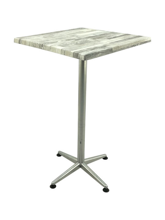 Pătrat Masă Bar White, Grey 80x80x107buc