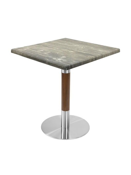 Masa Pătrată Bar Din Lemn Cu Ramă Metalică Pine 70x70x74cm