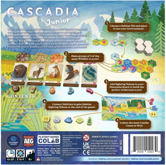 Επιτραπέζιο Παιχνίδι Cascadia Junior για 2-4 Παίκτες 6+ Ετών (EN) Alderac