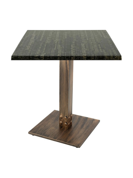 Square Bar Table Wooden with Metal Frame Graphite Night Vintage Bronze 70x70x74cm