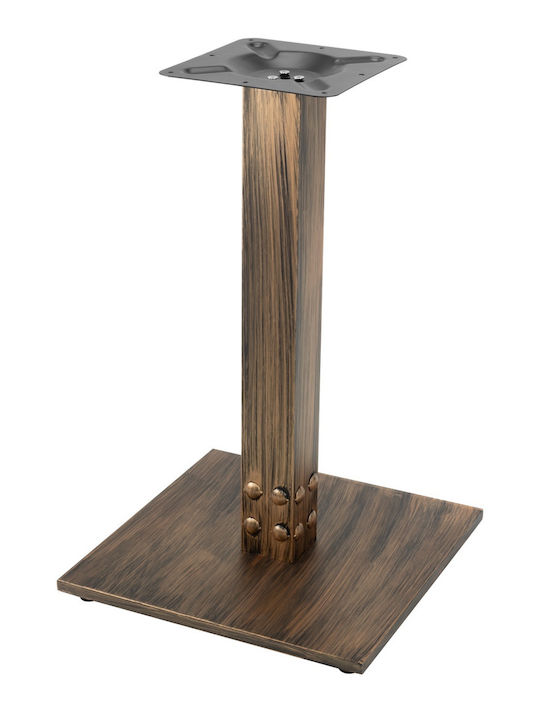 Square Bar Table Wooden with Metal Frame Graphite Night Vintage Bronze 70x70x74cm