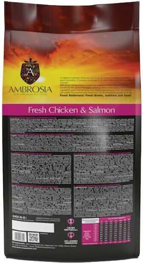 Ambrosia Fresh Chicken & Salmon Growth Large Breeds 12kg Dry Food Grain-Free for Large Breed Puppies with Chicken and Salmon