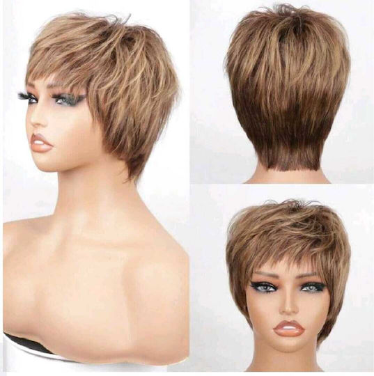 Wig with Synthetic Hair in Light Chestnut Color 20cm