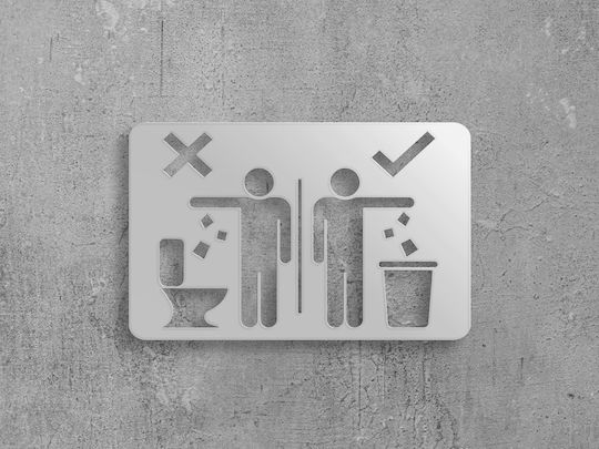 Wc Icon Sign Do Not Throw Paper Ανοξειδωτο-ατσαλι-inox