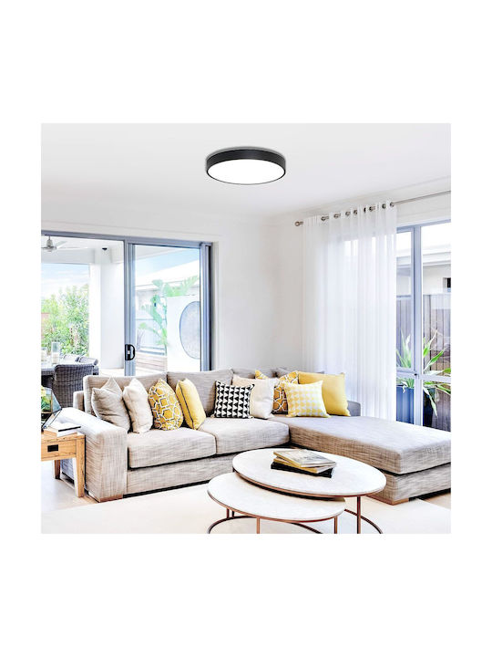 Vivalux Luka Ceiling Mount Light 50cm Black with Integrated LED
