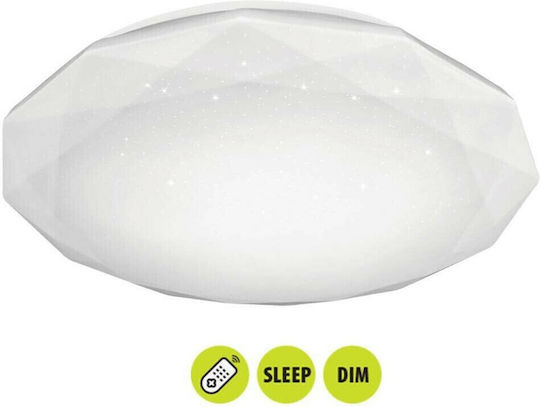 Vivalux Jewel Πλαφονιέρα Οροφής 50.5εκ. Λευκή με Ενσωματωμένο LED και Τηλεχειριστήριο