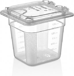 Culinaro Tacâm Transparent Capac Rabatabil Tavă Gastronorm 1/6