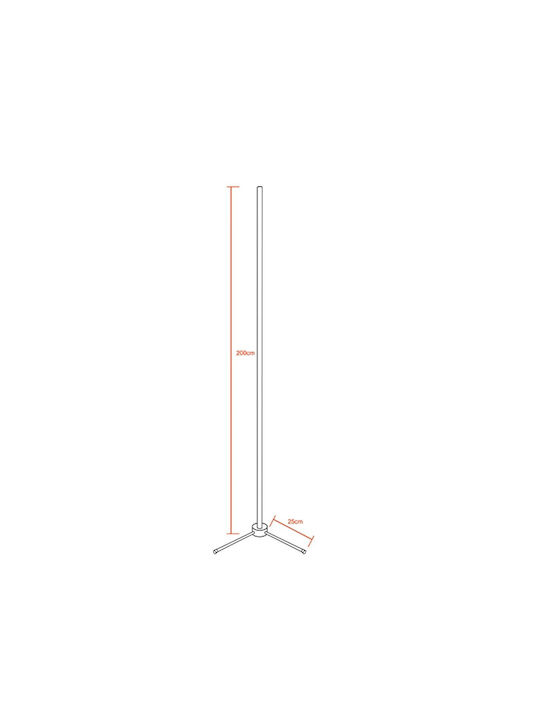 GloboStar Alien Design LED Φωτιστικό Δαπέδου Υ200xΜ6εκ. 4800lm Μαύρο