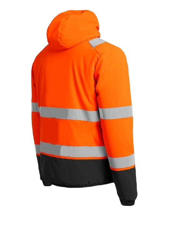 Stenso Reef Pad Work Jacket Reflective Softshell Cold with Fleece Lining and with Hood Orange