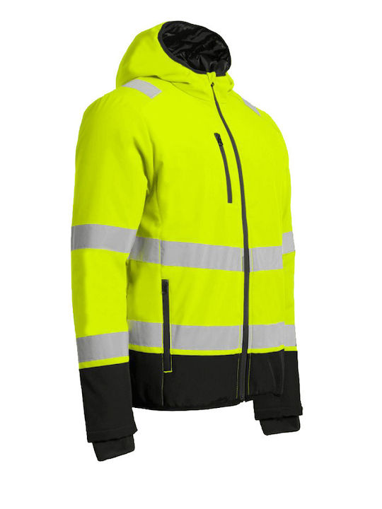 Stenso Reef Pad Work Jacket Reflective Softshell Cold with Fleece Lining and with Hood Yellow