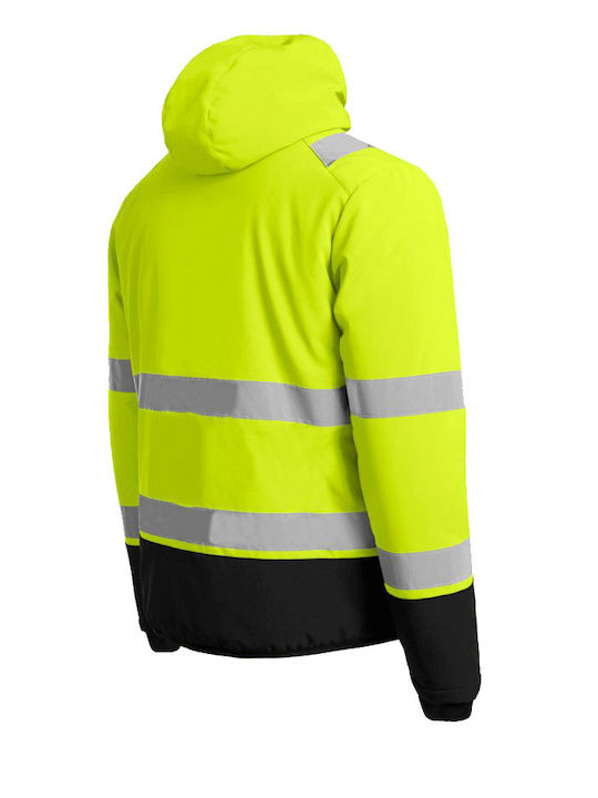 Stenso Reef Pad Work Jacket Reflective Softshell Cold with Fleece Lining and with Hood Yellow