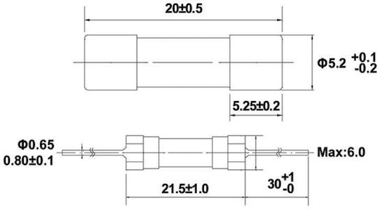 Ασφαλεια Κεραμικη 5x20 Ταχειας 6.3a 523 Bfu 01.165.0059 500 Τεμαχια