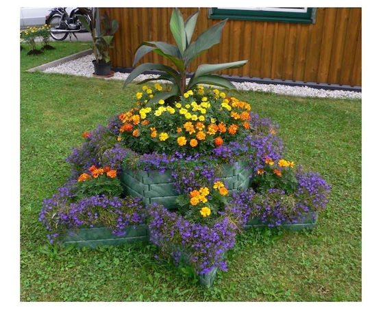 Gardenstern înălțat Pat de flori pentru Împrejmuire Grădină din Plastic - Plastic 175x175x50buc 1buc