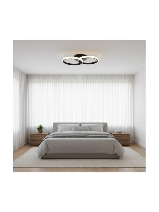 GloboStar Cora Ceiling Mount Light 36cm Black with Integrated LED