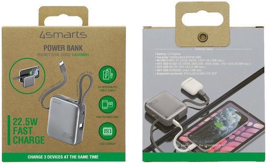 4Smarts Power Bank 10000mAh 22.5W Power Delivery / Quick Charge 3.0 Gray