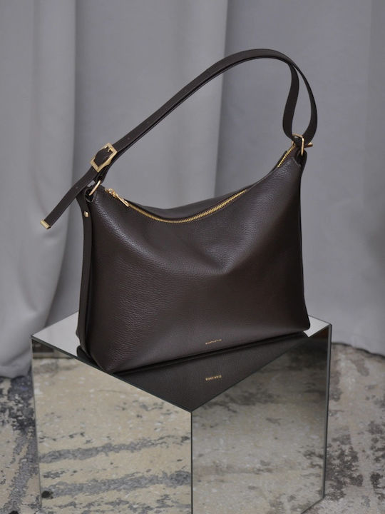 Δερμάτινη Γυναικεία Τσάντα Ώμου Dark Brown