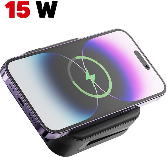 Swissten MagSafe Power Bank 10000mAh 15W с USB-A порт и USB-C порт Черен