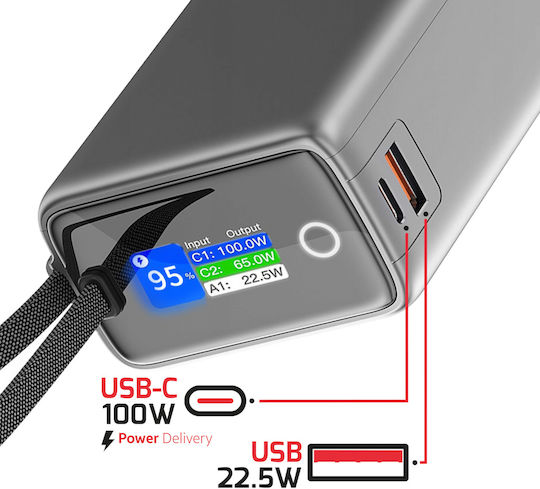 Swissten Power Bank 25000mAh 100W Γκρι