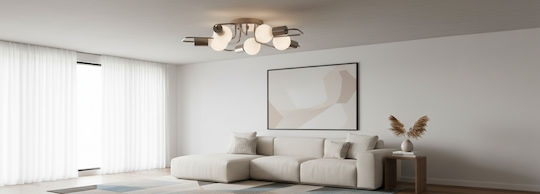 Home Lighting Shevy Ceiling Mount Light 54cm Silver with Socket E27