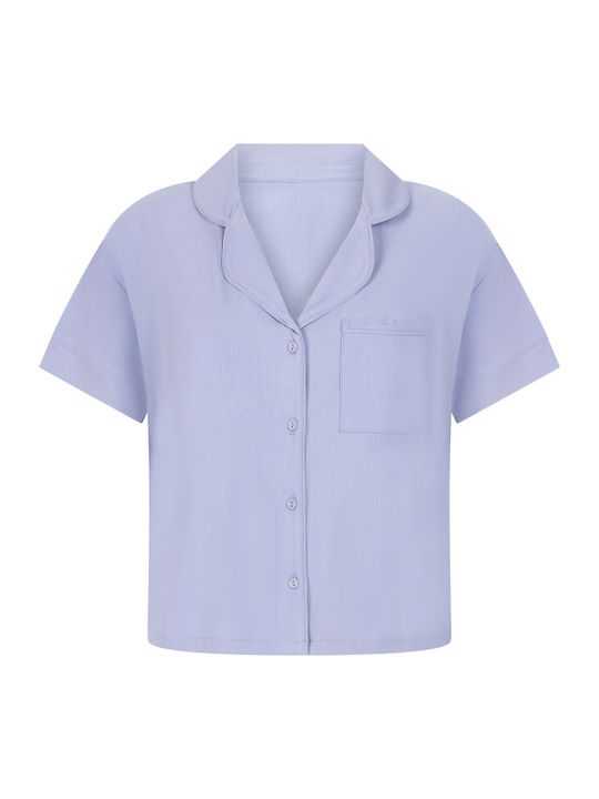 Hunkemöller Winter Damen Pyjama-Oberteil Blau