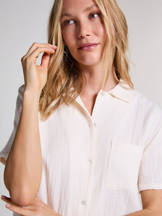 Hunkemöller Summer Women's Cotton Pajama Blouse White Muslin
