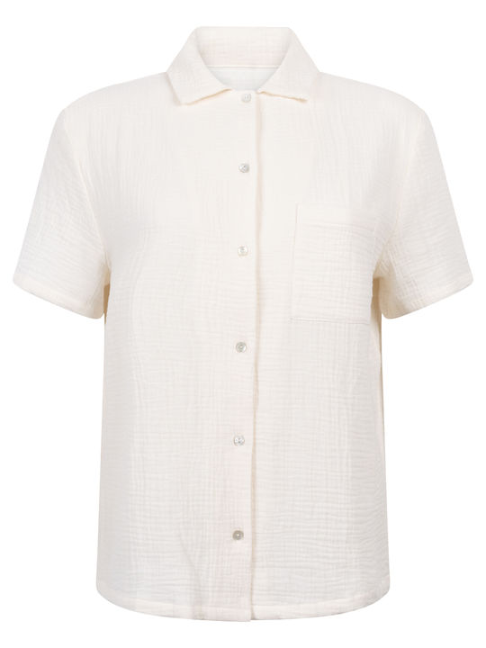 Hunkemöller Summer Women's Cotton Pajama Blouse White Muslin