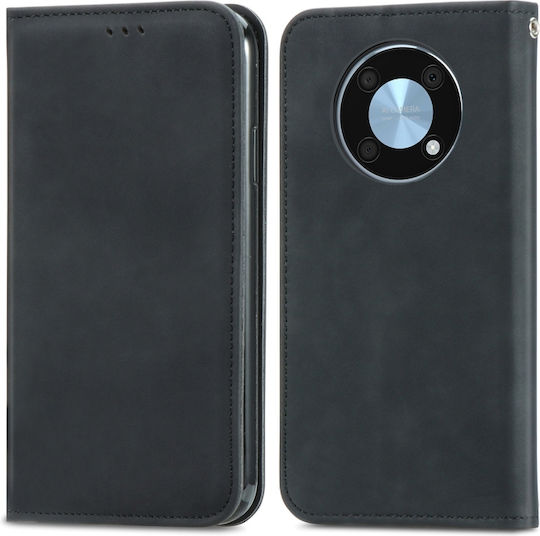 Μαγνητική Back Cover Δερμάτινο Μαύρο (Huawei Nova Y90)