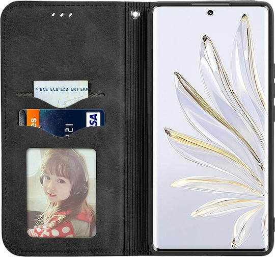 Μαγνητική Back Cover Δερμάτινο Μαύρο (Huawei Nova Y90)