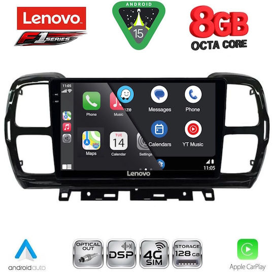 Lenovo Ηχοσύστημα Αυτοκινήτου για Citroen C5 Aircross 2017-2021 (Bluetooth/USB/WiFi/GPS/Apple-Carplay/Android-Auto) με Οθόνη Αφής 9"