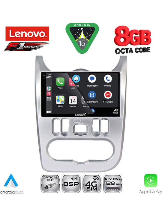 Lenovo Car Audio System for Renault Logan Dacia Duster / Logan / Sandero 2006-2012 (Bluetooth/USB/WiFi/GPS/Apple-Carplay/Android-Auto) with Touch Screen 9"