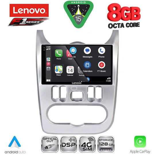 Lenovo Ηχοσύστημα Αυτοκινήτου για Renault Logan Dacia Duster / Logan / Sandero 2006-2012 (Bluetooth/USB/WiFi/GPS/Apple-Carplay/Android-Auto) με Οθόνη Αφής 9"