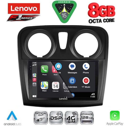 Lenovo Ηχοσύστημα Αυτοκινήτου για Dacia Logan / Sandero 2012-2019 (Bluetooth/USB/WiFi/GPS/Apple-Carplay/Android-Auto) με Οθόνη Αφής 9"