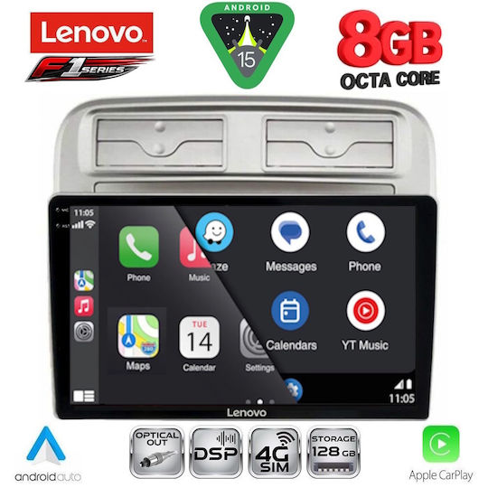 Lenovo Ηχοσύστημα Αυτοκινήτου για Fiat Grande Punto 2005-2012 (Bluetooth/USB/WiFi/GPS/Apple-Carplay/Android-Auto) με Οθόνη Αφής 9"