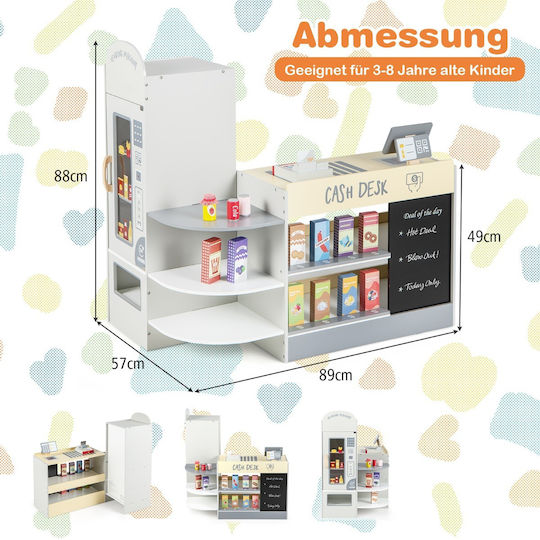 Costway Kids Supermarket Set with Cash Register & Vending Machine & Board
