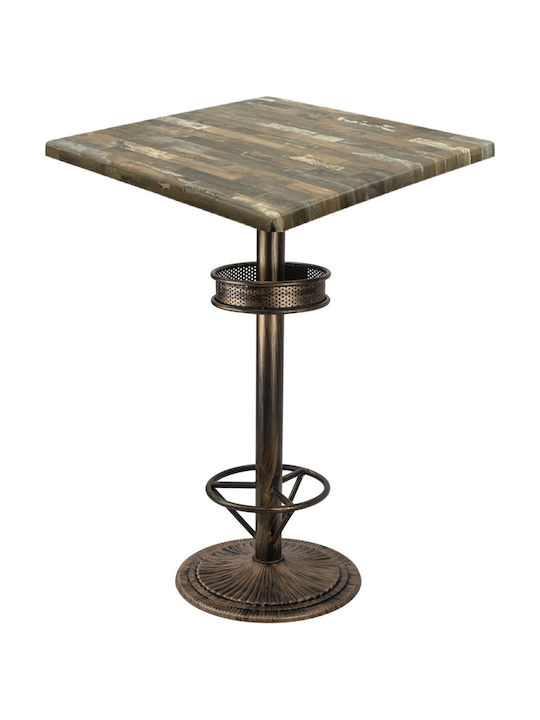 Masa Bar pentru spații exterioare mici Lemn cu schelet metalic Vintage Bronze 80x80x112buc